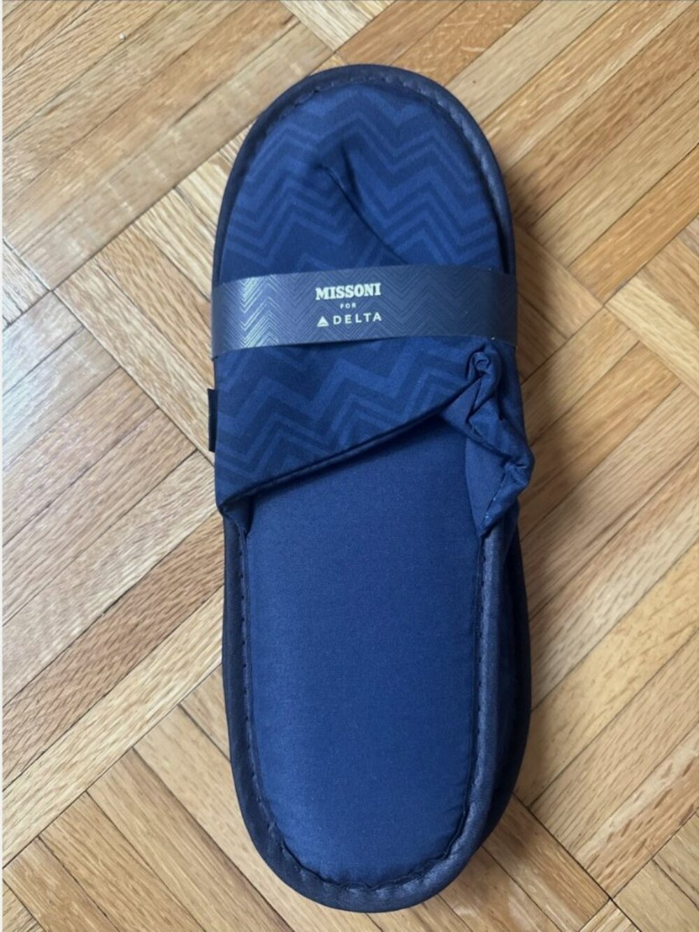 NEW Missoni Navy Blue Delta One First Class Luxury Chevron Slippers Gift